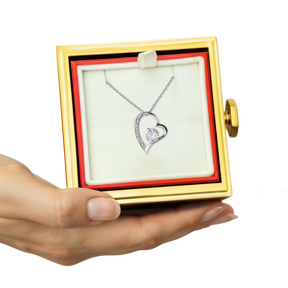 Polished Forever Love Heart Necklace in a Rotating Rose Gift Box