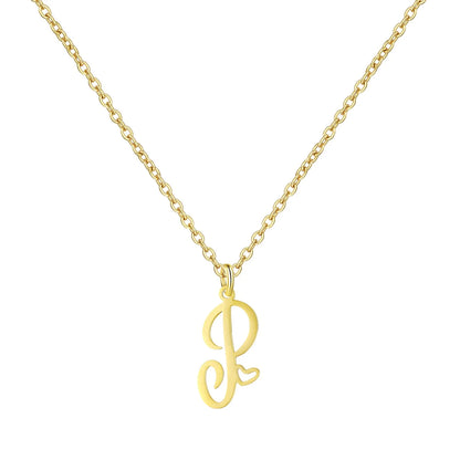 Heart Initial Necklace for Women — 18K Gold Plated, Personalized Letter + Heart Pendant