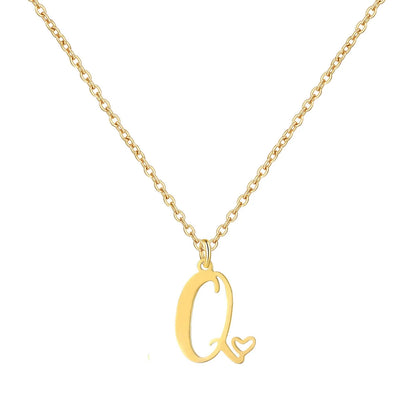 Heart Initial Necklace for Women — 18K Gold Plated, Personalized Letter + Heart Pendant