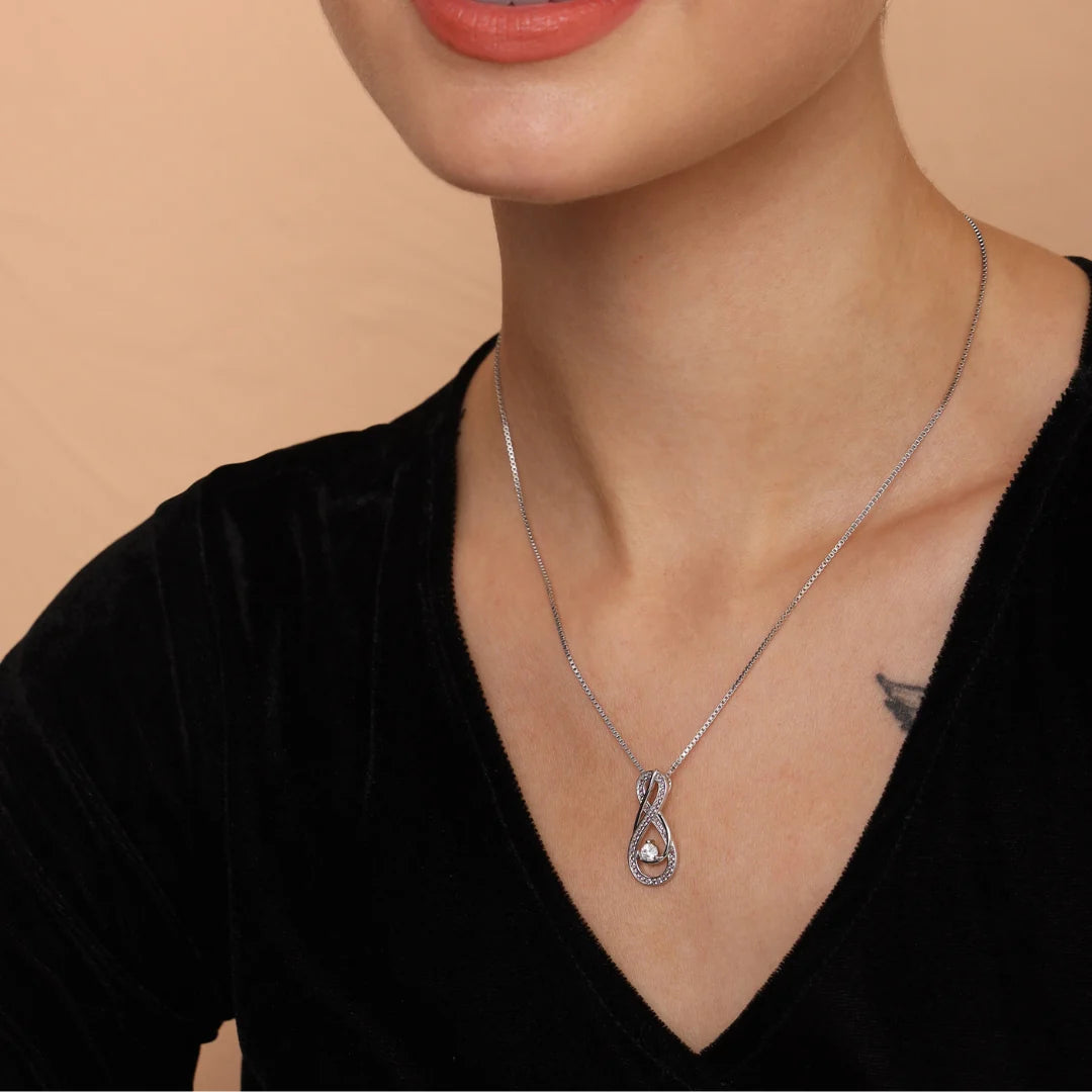 February Birthstone Necklace for Women — Amethyst Purple Infinity Pendant, 925 Sterling Silver