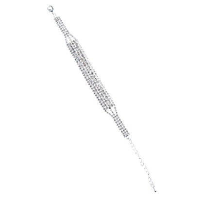 Luxury wedding rhinestone bracelet featuring an adjustable clasp and dazzling crystal design.