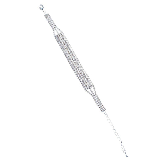 Luxury wedding rhinestone bracelet featuring an adjustable clasp and dazzling crystal design.