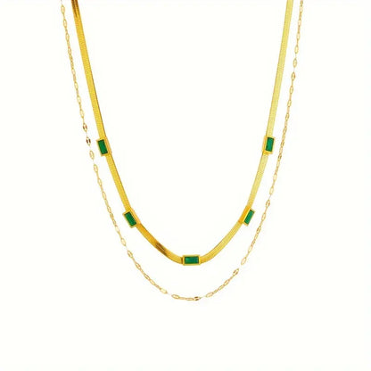 Collar Sorella Gem De Dos Capas En Oro Retro