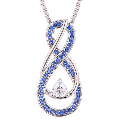 December Birthstone Necklace for Women — Turquoise Blue Infinity Pendant, 925 Sterling Silver