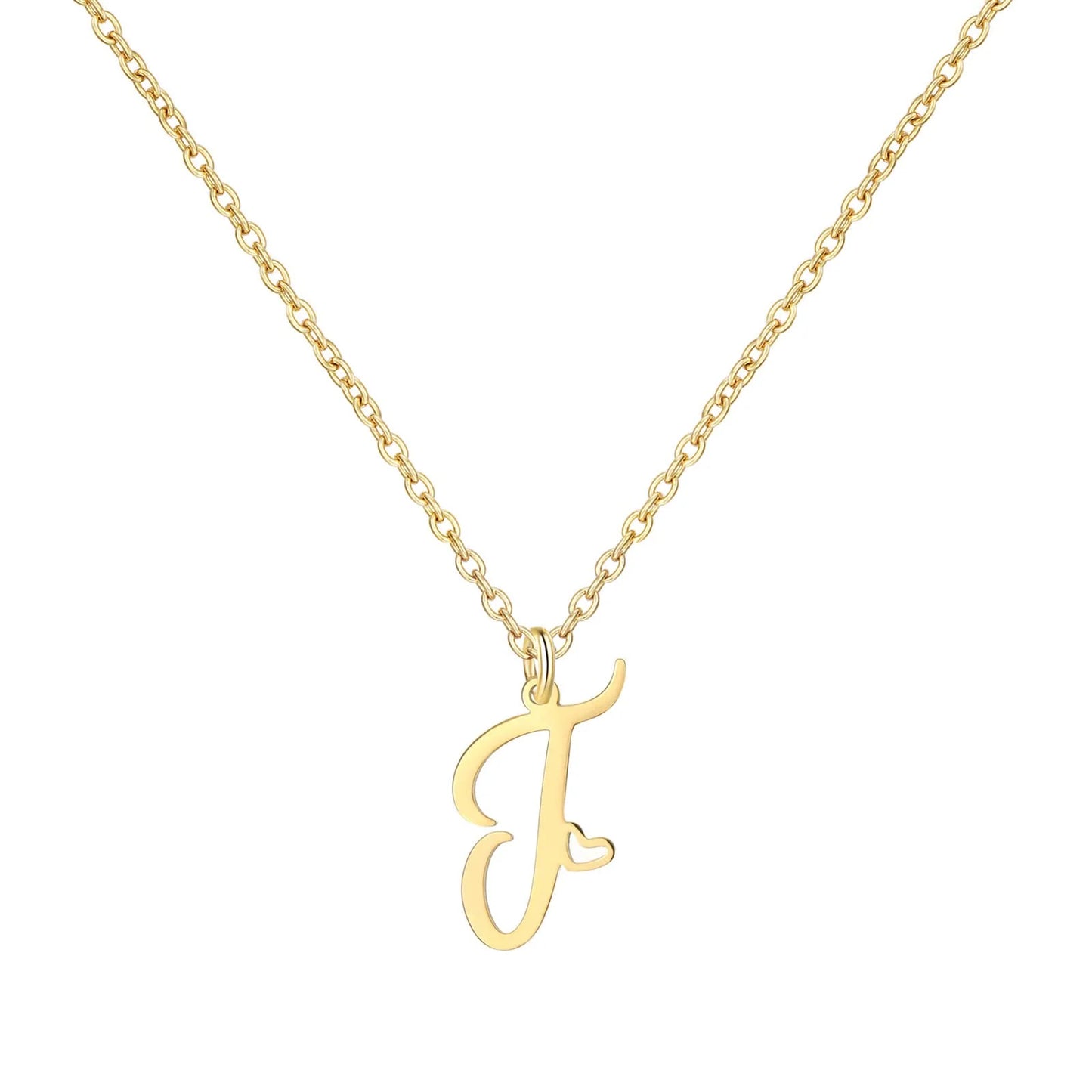 Heart Initial Necklace for Women — 18K Gold Plated, Personalized Letter + Heart Pendant