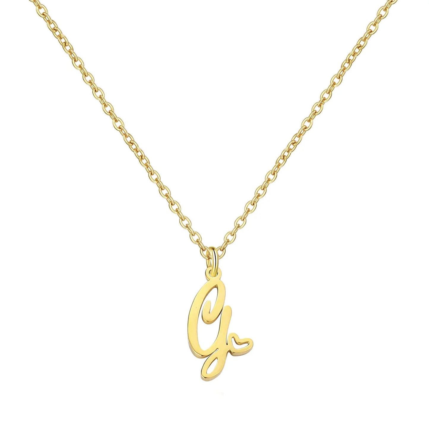 Heart Initial Necklace for Women — 18K Gold Plated, Personalized Letter + Heart Pendant