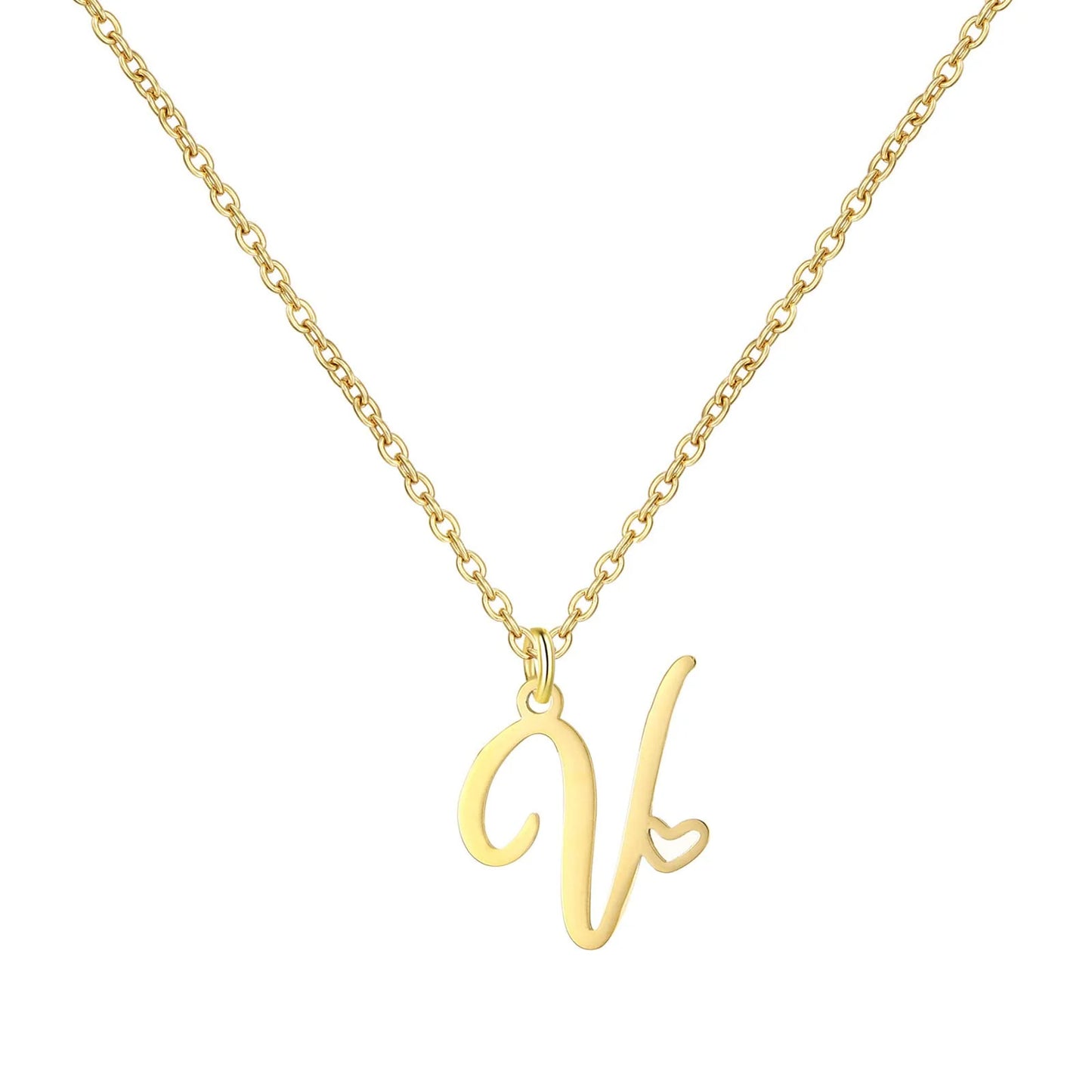 Heart Initial Necklace for Women — 18K Gold Plated, Personalized Letter + Heart Pendant
