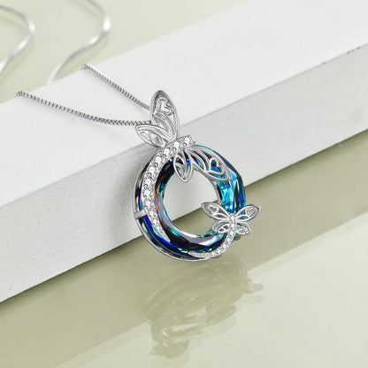 Sterling Silver Dragonfly Necklace Blue Crystal Birthday Anniversary Mothers Day Christmas Gifts for Women