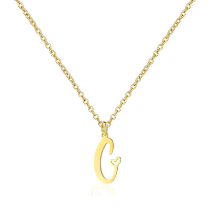 Heart Initial Necklace for Women — 18K Gold Plated, Personalized Letter + Heart Pendant