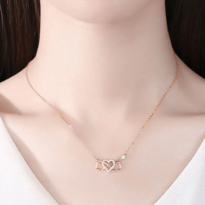 925 Sterling Silver Micro Pave Heart Infinity Pendant Necklace