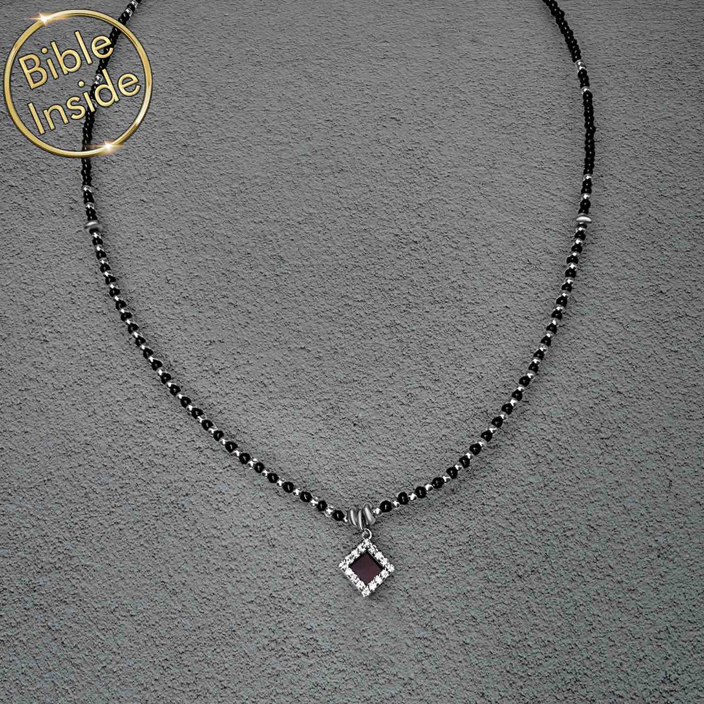 Christian Necklace featuring Nano Bible Charm in Night Silver Pendant