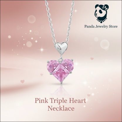 Pink Triple Heart Pendant Necklace Promotional Banner
