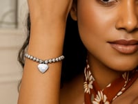 Adjustable bead bracelet with CZ charm — sterling silver product video
