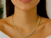 Two-Tone Pavé Curb Link Chain Necklace in 14K Gold – 4.60 mm, Lobster Clasp