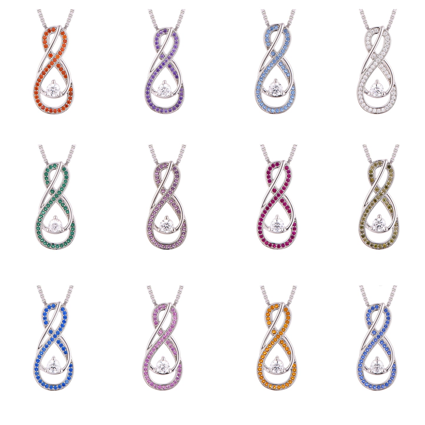December Birthstone Necklace for Women — Turquoise Blue Infinity Pendant, 925 Sterling Silver