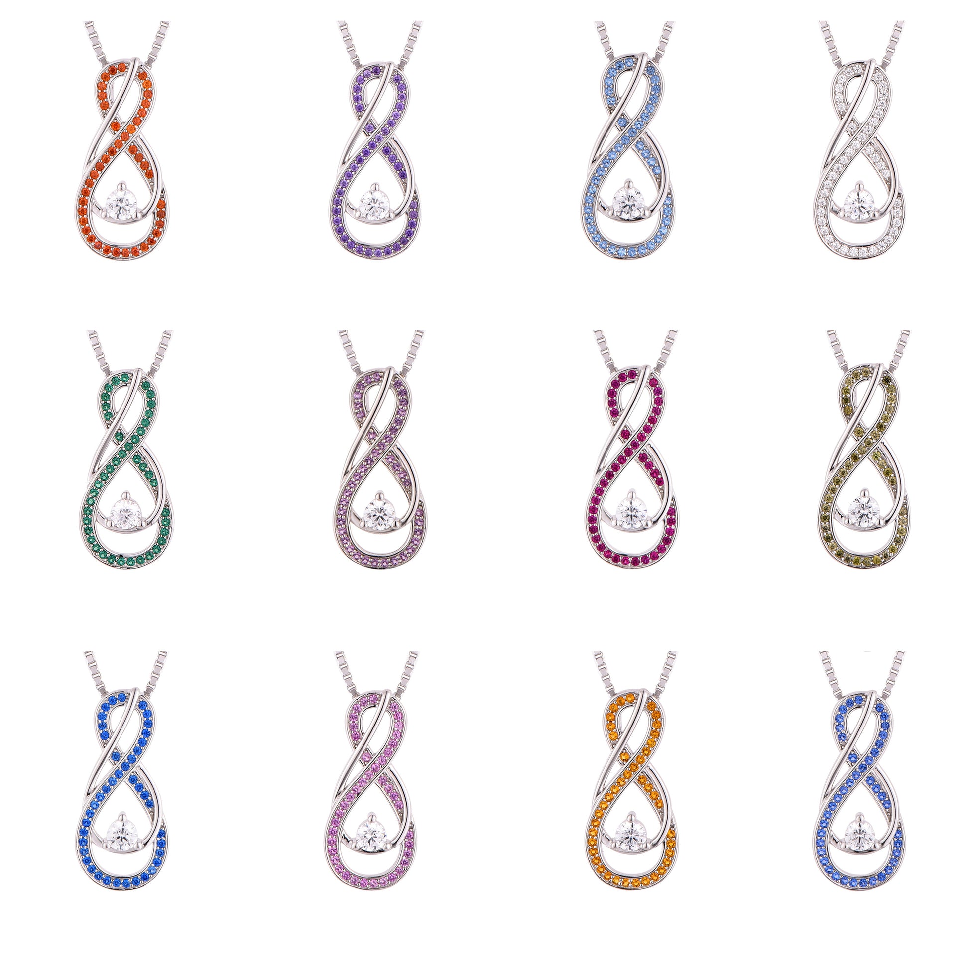 December Birthstone Necklace for Women — Turquoise Blue Infinity Pendant, 925 Sterling Silver